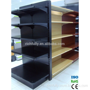 CE certificate low price large supermarket shelving in black or wood color